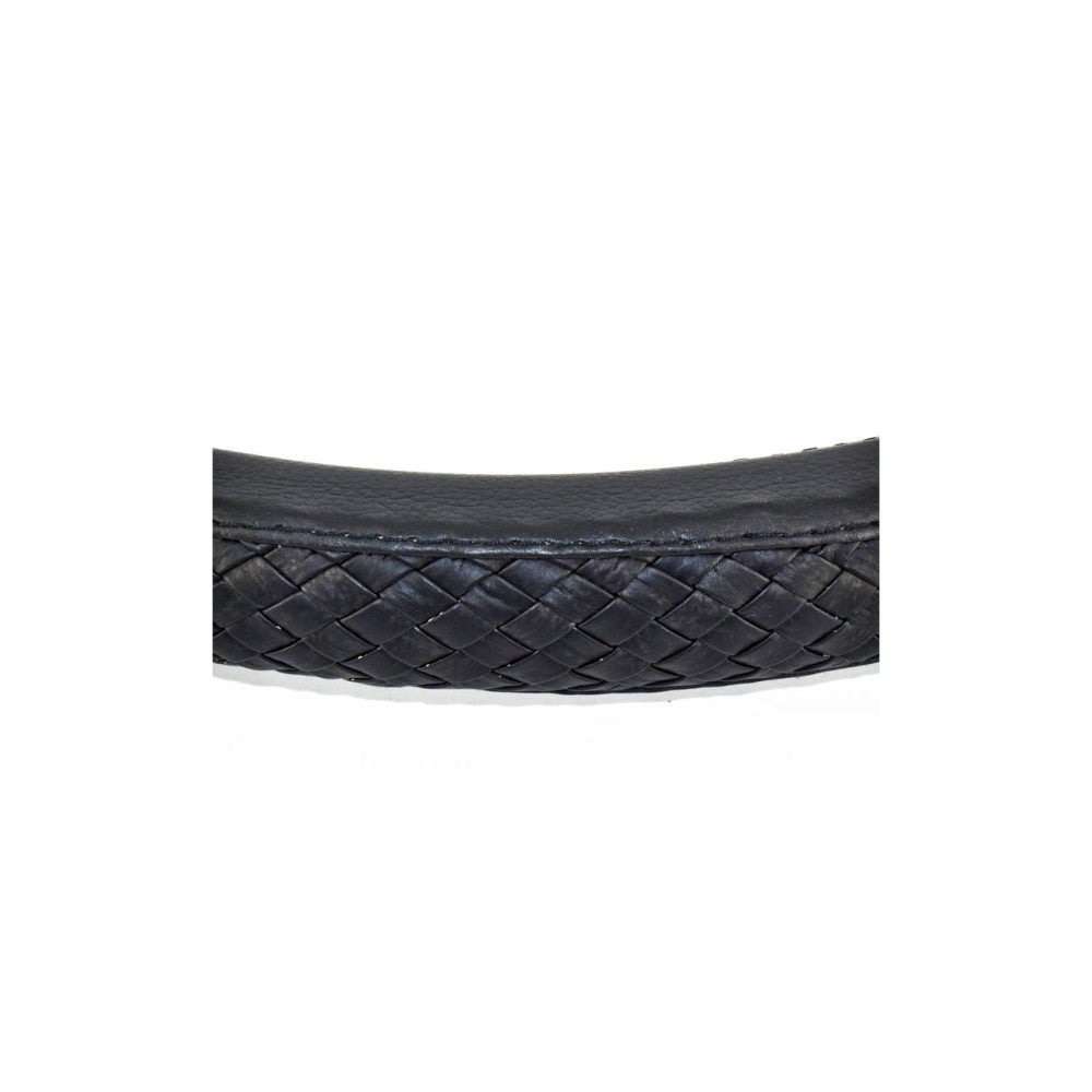 Husa volan din imitatie de piele impletita, marimea M, culoare neagra