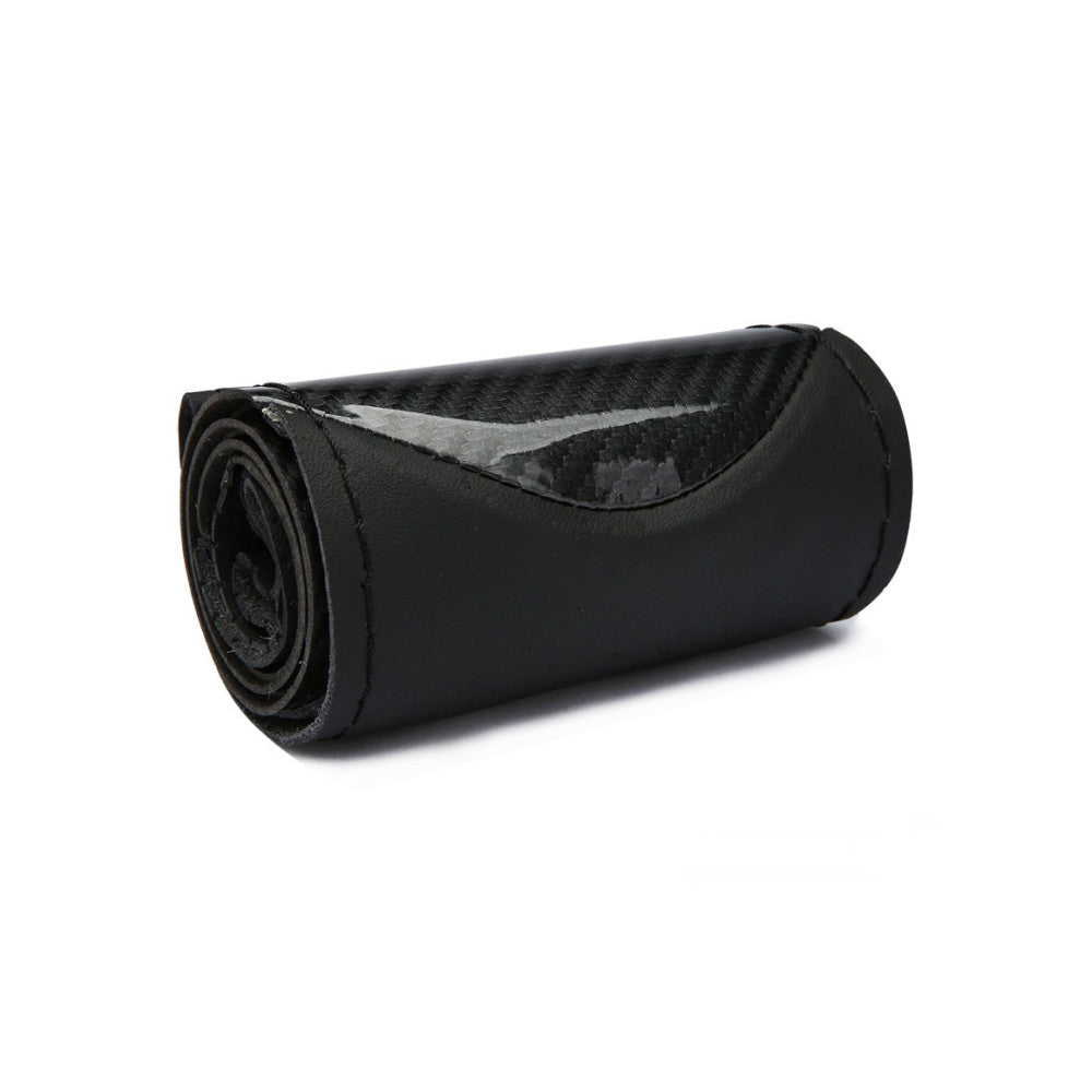 Husa volan cu ac si ata imitatie piele si carbon , marime M, culoare Negru