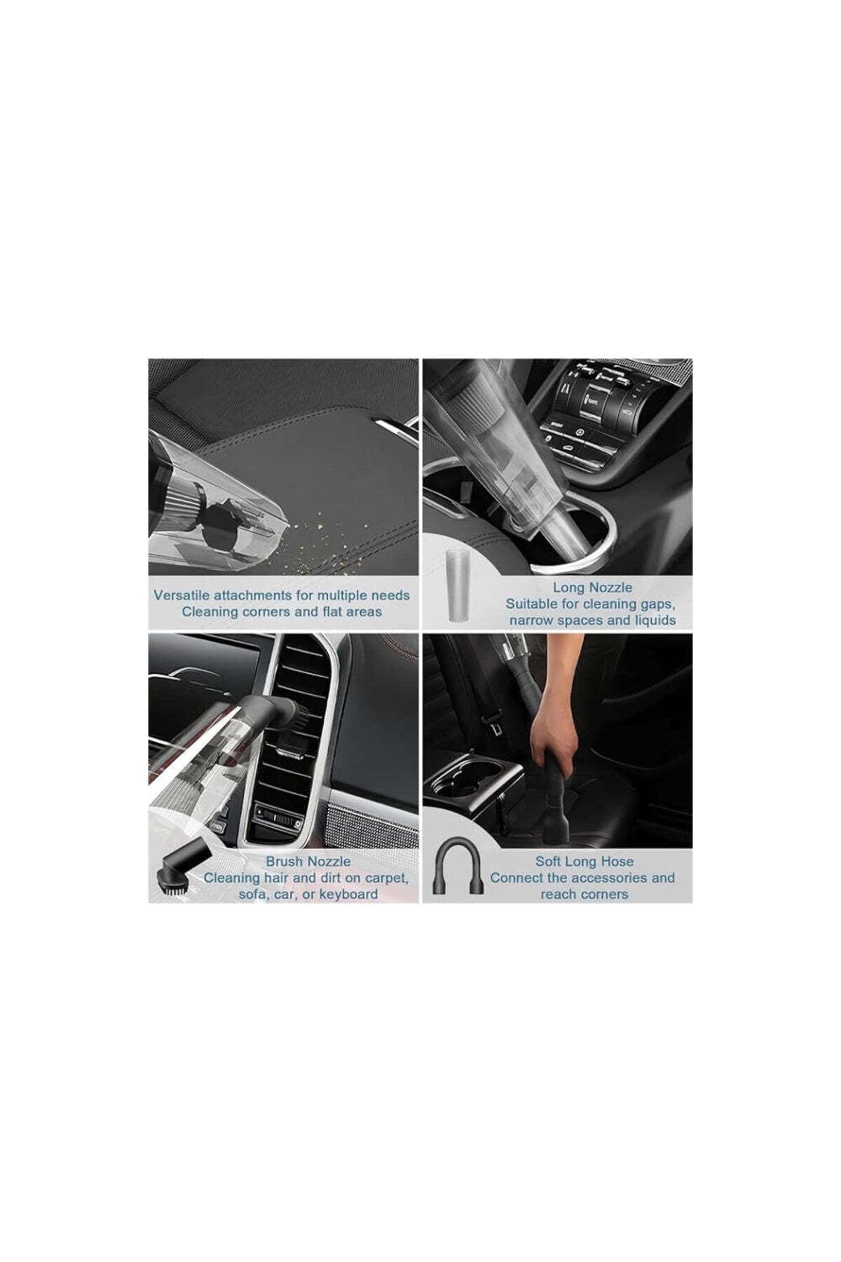 Aspirator Auto Premium, Portabil, Cu Fir Si Accesorii Incluse