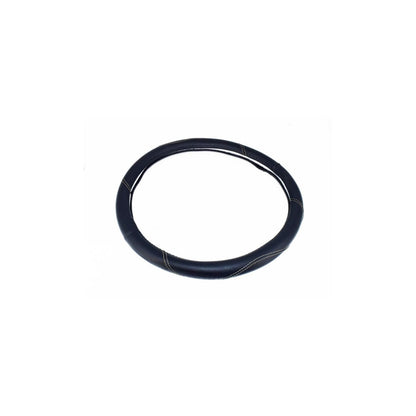 Husa volan din imitatie piele, marimea M, culoare neagra, cusatura gri deschis