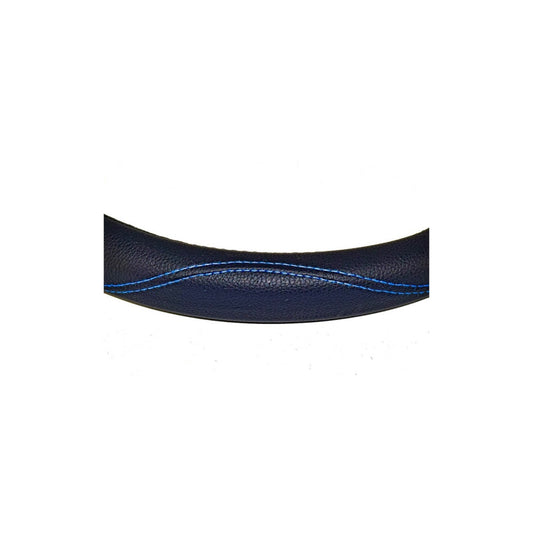 Husa volan din imitatie piele, marimea M, culoare neagra, cusatura albastra