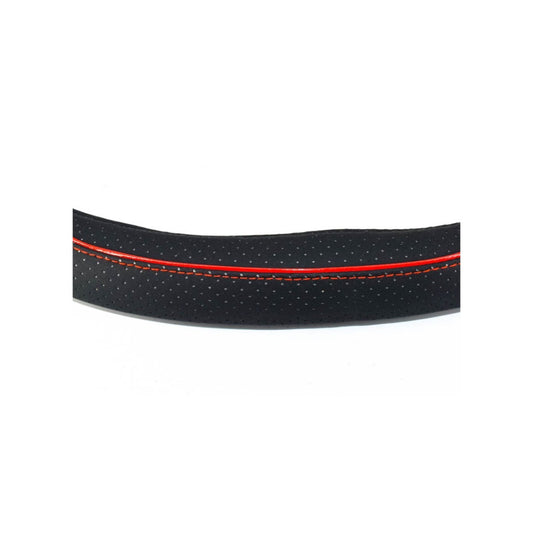 Husa volan sport tesit, din imitatie piele, marimea M, culoare neagra, cusatura rosie