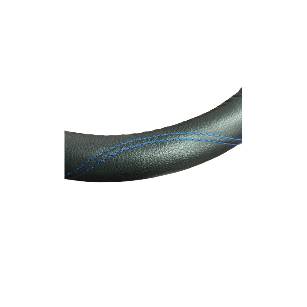 Husa volan  imitatie piele , marime M, culoare neagra (cusatura albastra)