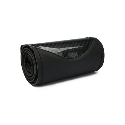 Husa volan cu ac si ata  imitatie piele si carbon , marime M, culoare Negru