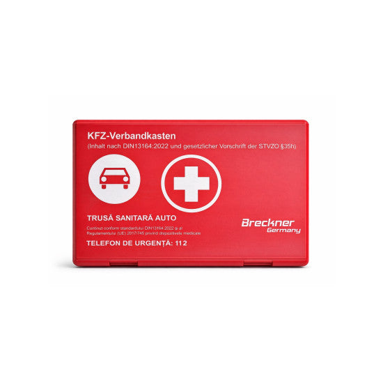 Kit Siguranta Auto [Trusa Medicala, Stingator 1KG, 2x Triunghiuri, Vesta Reflectorizanta, Cabluri Curent 500A] + Geanta Depozitare